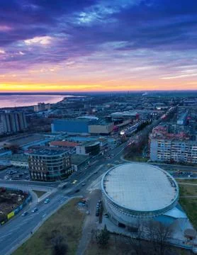 Sports complex Park Arena at sunset in Burgas, Bulgaria xkwx aerial, architecture, automobile, avenue, blue, boulevard, building, bulgaria, burgas, car, city, cityscape, cloud, destination, development, dynamic, drone, dusk, europe, evening, highway, landscape, light, outdoors, panorama, road, roadside, sky, skyline, sports complex, street, sun, swimming pool, traffic, transport, transportation, travel, town, twilight, urban, view