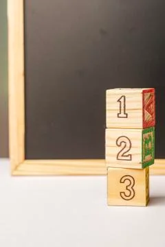 123 blocks arranged in stack Stock Photos