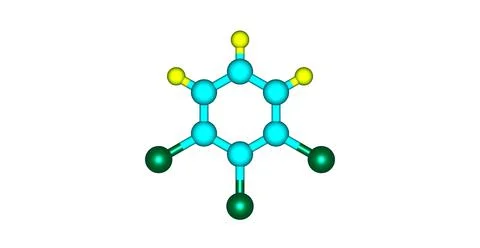 1,2,3-Trichlorobenzene molecular structure isolated on white Stock Illustration