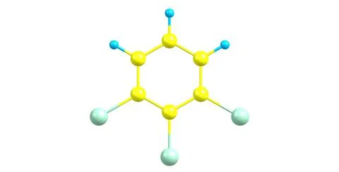1,2,3-Trichlorobenzene molecular structure isolated on white Stock Illustration
