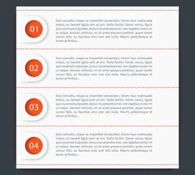 1,2,3,4 steps, timeline, infographics elements, banners, labels Illustrazione stock