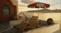 1236 Romantic Mediterranean Greek Coastal Village Travel Background Sunset Ocean HD Footage
