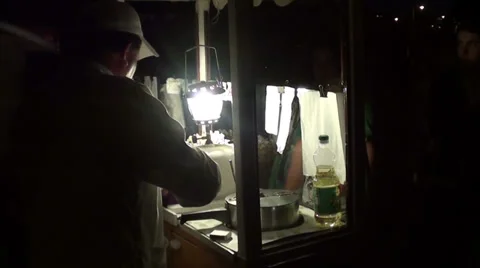 1237 Cooking and selling popcorn at night Stock Footage 35862945
