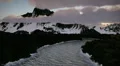 (1237) Sunrise Winter Wilderness Snow Mountains Frozen River Seasons Aerial N HD Footage