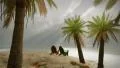 (1238) Tropical Mexican Palms Ocean Storm Beach Chairs Romantic Fantasy Lagoo HD Footage