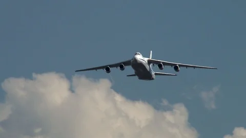 An-124 Ruslan Condor, performflight at celebration 100th anniversary Air Force Video stock 116318148