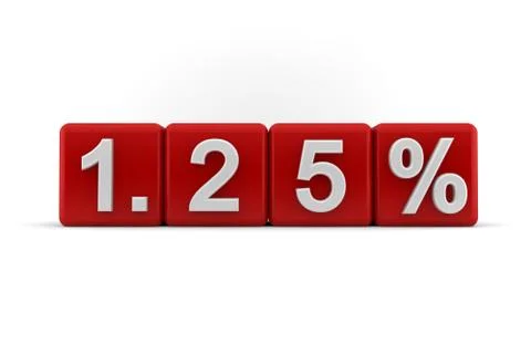 1.25 percent embossed on red cubes Stock Illustration