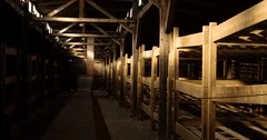 Birkenau Camp, Poland. Inside of a prisoners camp with good hard light.