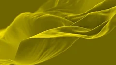 4k Yellow wavy silk fabric in wind,seamless waving flag cloth loop background.