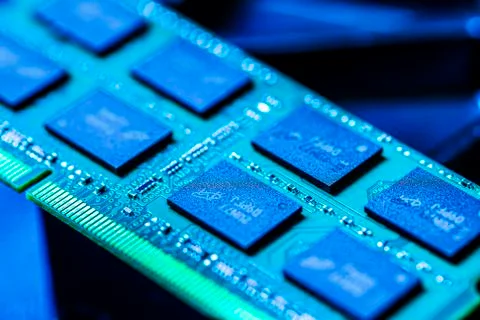 Ram memory detail detail with clearly visible construction and ...