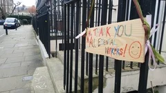 THANK YOU ESSENTIAL WORKERS - FRIENDLY SIGN LEFT DURING COVID-19 LOCKDOWN