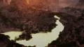 (1278) Canyon sunset flythrough river arch wilderness animation geology HD Footage
