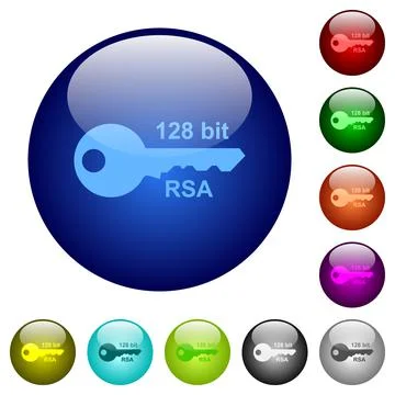 128 bit rsa encryption color glass buttons Stock-Illustration