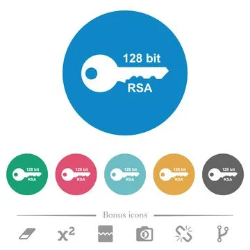 128 bit rsa encryption flat round icons Stock Illustration
