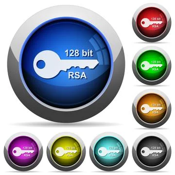 128 bit rsa encryption round glossy buttons Stock-Illustration