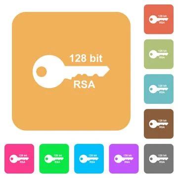 128 bit rsa encryption rounded square flat icons Stock Illustration