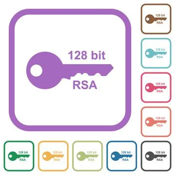 128 bit rsa encryption simple icons Illustrazione stock