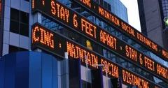 Times Square Ticker Reminds People About Social Distancing - Feet Version