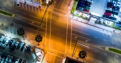 Night Tight Circle Intersection Aerial Motion Timelapse (Hyperlapse)