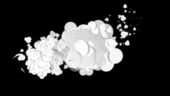 black & white Smoke bomb cartoon with splash effect motion animation.