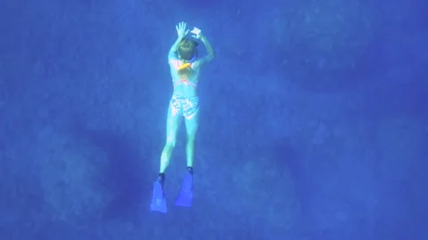 12994close up Up to down bottom View look down to a Caucasian slim skinny blonde Stock Footage 329289544