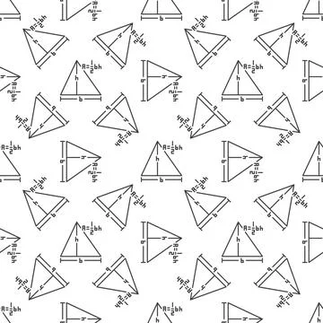 A=1/2bh vector Area of a Triangle concept line seamless pattern 스톡 일러스트