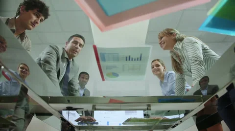 12of20 Team of business people working in office meeting room Stock Footage