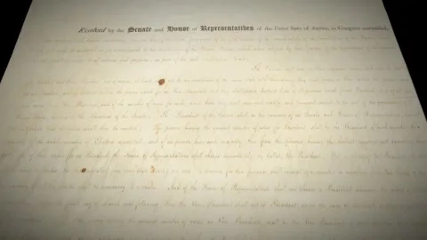 12th Amendment Constitution President Aged Historical Paper Document 1 Stock Footage 339305625