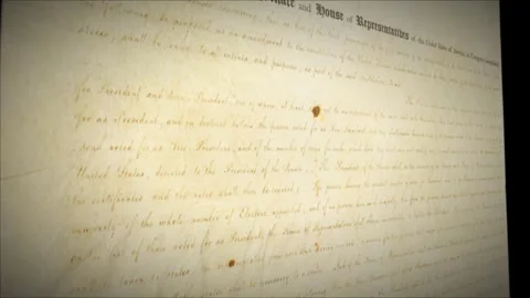 12th Amendment Constitution President Aged Historical Paper Document 3 Stock Footage 339305628