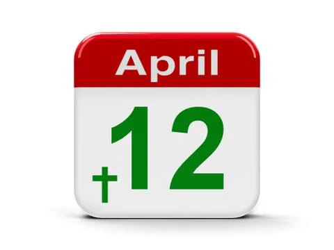 12th April Easter with cross Stock Illustration