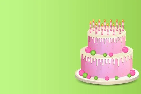 12th birthday cake side view on empty background. Stock Illustration
