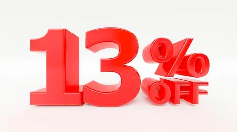 13% off 3d text on white background Stock Illustration