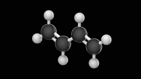 1,3-Butadiene. C4H6. Seamless loop. RGB + Alpha (Transparent) channel Stock Footage 154399132