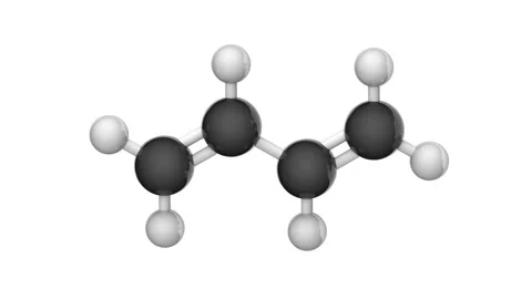 1,3-Butadiene. C4H6. Seamless loop. White background Stock Footage 154399145