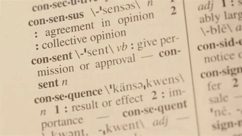 13 consent word definition page text letters on dictionary Vídeos de archivo 267316420