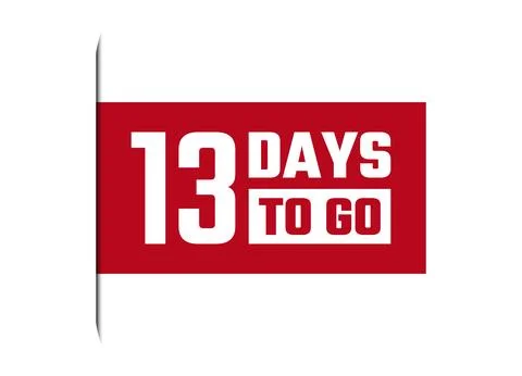 13 days to go red vector banner illustration isolated on white background Stock Illustration