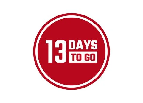 13 days to go red vector banner illustration isolated on white background Stock Illustration