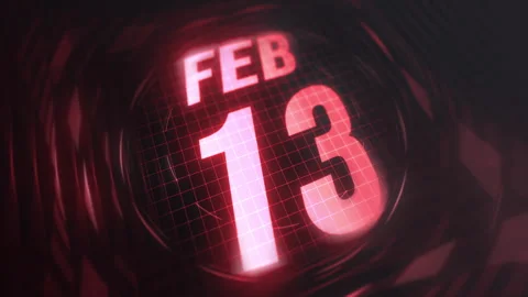13 February in 3d motion graphic. Infrared calendar in futuristic and tech Stock Footage 292933731