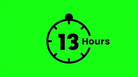 13 Hours green screen animation. Service opening hours, work time or delive.. Stock Footage 333139340