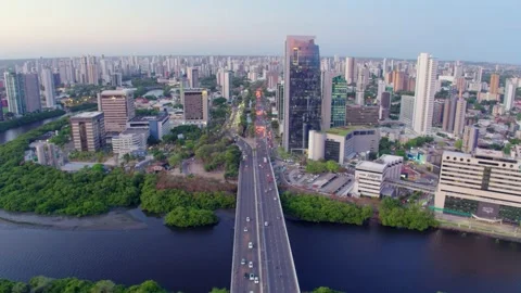 13 MOVING AERIAL IMAGE OVER AVENIDA AGAMENON MAGALHAES SHOWING BUILDINGS, TH Stock Footage 151534546