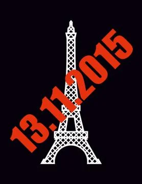 13 November 2015 terrorist attack in Paris. National symbol of France - Eiffe Stock Illustration