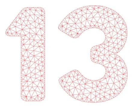 13 Number Text Polygonal Frame Vector Mesh Illustration Stock Illustration
