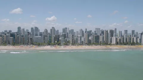 13 - open plan aerial view of Boa Viagem beach in Recife in the northeast re Stock Footage 168995038