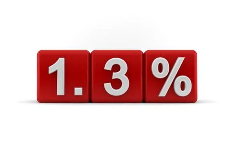 1.3 percent embossed on red cubes Stock Illustration
