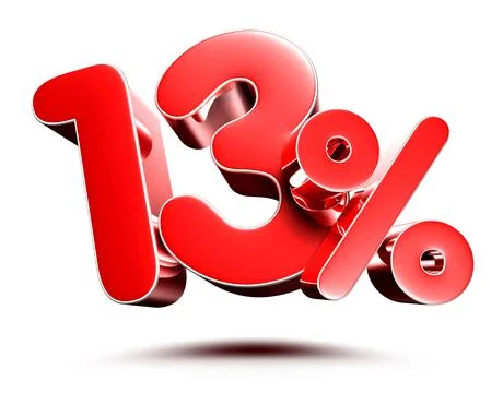 13 percent red on white background illustration 3D rendering with clipping pa Stock Illustration