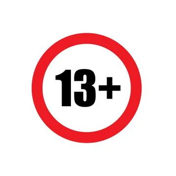 13 plus icon vector under sixteen years prohibition sign, adults only for you Stock Illustration