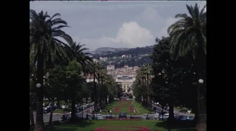 13 second pan from Monte Carlo gardens to Mountain View 1957 Video stock 48187345