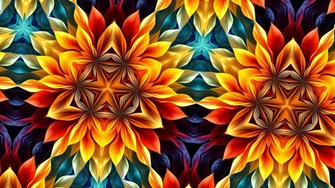 13 seconds 4K endless video kaleidoscope floral patterns Stock Footage 296192187