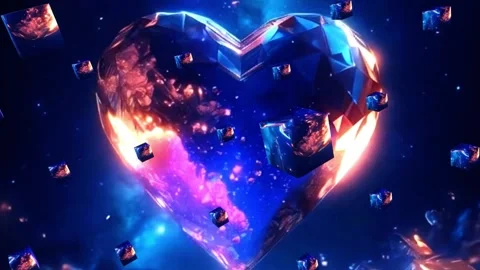 13 seconds endless looping crystal heart cubes HD video Stock Footage 282713961
