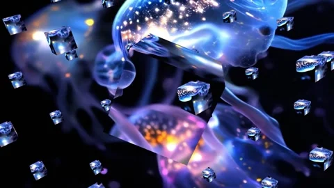 13 seconds moving jellyfish cubes endless looping HD video Stock Footage 282713591